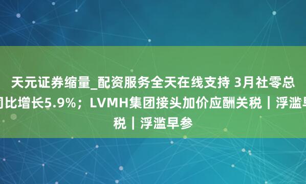 天元证券缩量_配资服务全天在线支持 3月社零总数同比增长5.9%；LVMH集团接头加价应酬关税｜浮滥早参