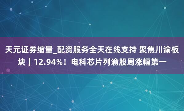 天元证券缩量_配资服务全天在线支持 聚焦川渝板块｜12.94%！电科芯片列渝股周涨幅第一