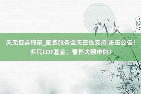 天元证券缩量_配资服务全天在线支持 进击公告！多只LOF基金，暂停大额申购！