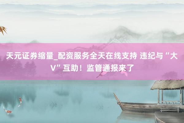 天元证券缩量_配资服务全天在线支持 违纪与“大V”互助！监管通报来了
