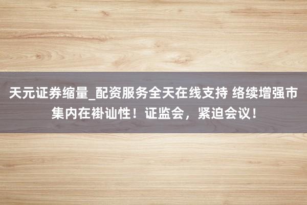 天元证券缩量_配资服务全天在线支持 络续增强市集内在褂讪性！证监会，紧迫会议！